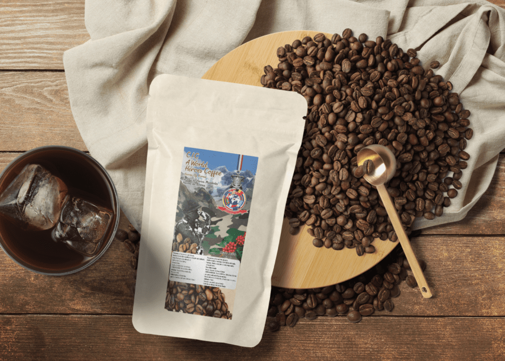 photorealistic kraft stand up coffee pouch bag on wood table mockup template 67fb52cea790c786bc5e0f7c