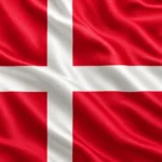 bandera danesa de seda brillante
