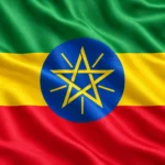 bandera etíope de seda ondulante