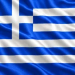 bandera griega de seda ondulante